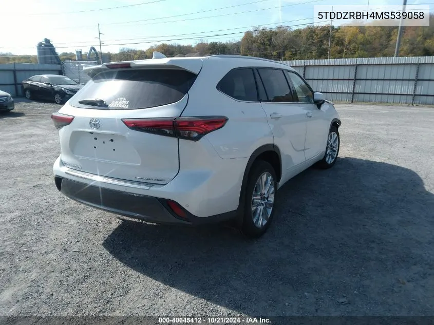 2021 Toyota Highlander Limited/Platinum VIN: 5TDDZRBH4MS539058 Lot: 40645412