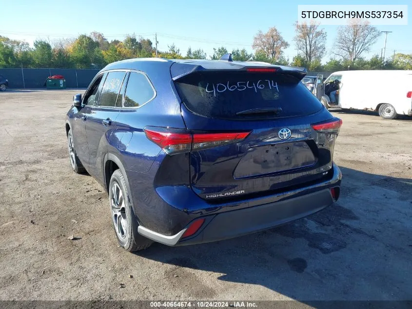 2021 Toyota Highlander Hybrid Xle VIN: 5TDGBRCH9MS537354 Lot: 40654674