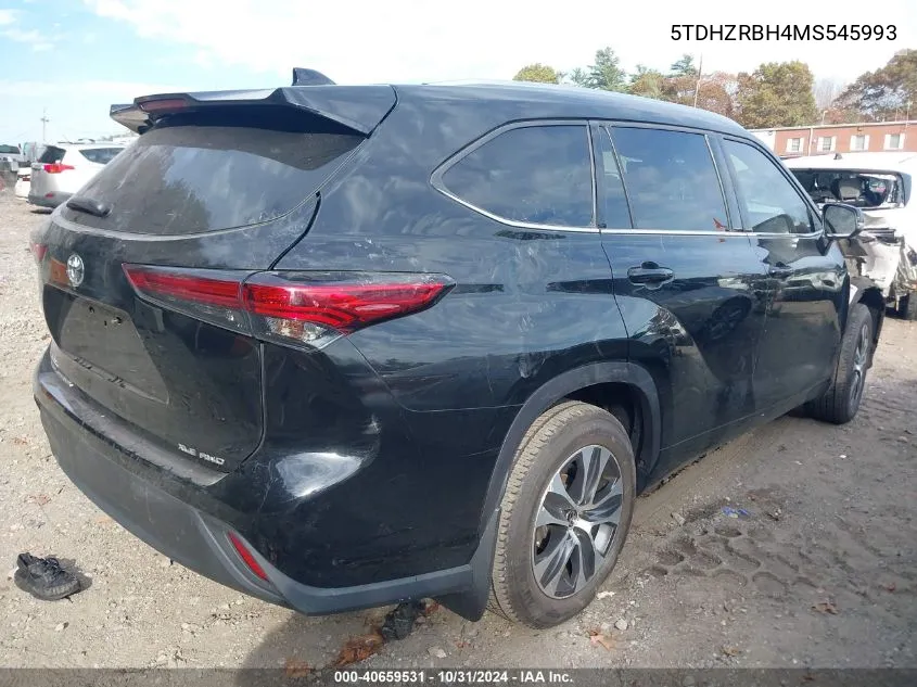 2021 Toyota Highlander Xle VIN: 5TDHZRBH4MS545993 Lot: 40659531