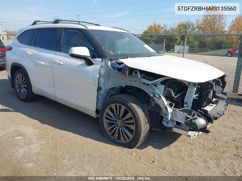 2021 Toyota Highlander Platinum VIN: 5TDFZRBH6MS135560 Lot: 40669670