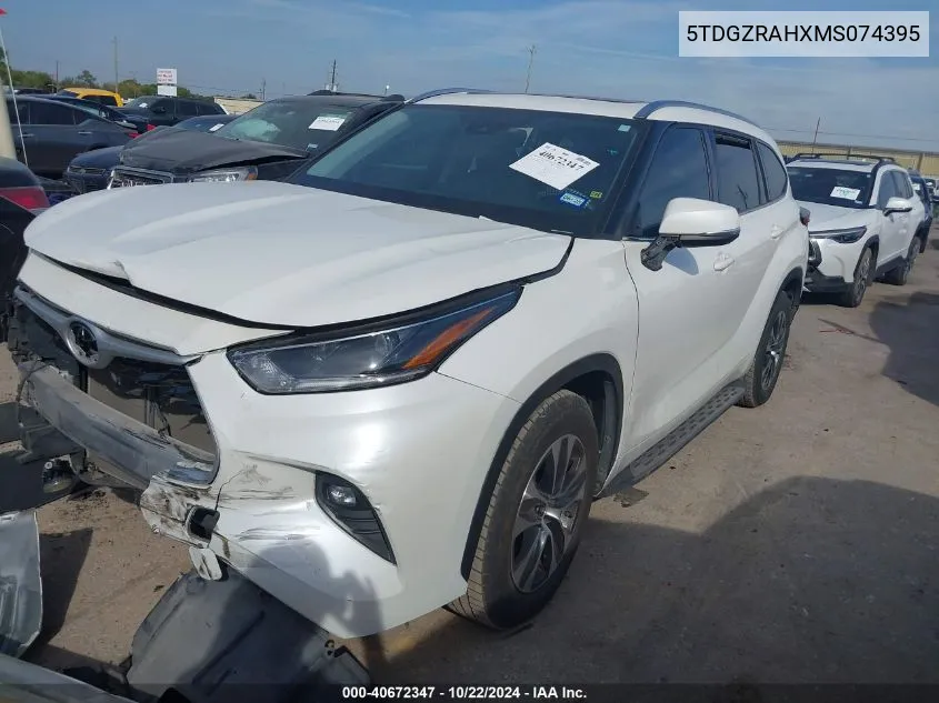 2021 Toyota Highlander Xle VIN: 5TDGZRAHXMS074395 Lot: 40672347