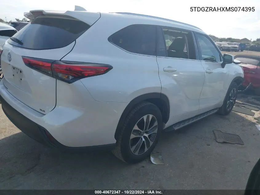 2021 Toyota Highlander Xle VIN: 5TDGZRAHXMS074395 Lot: 40672347