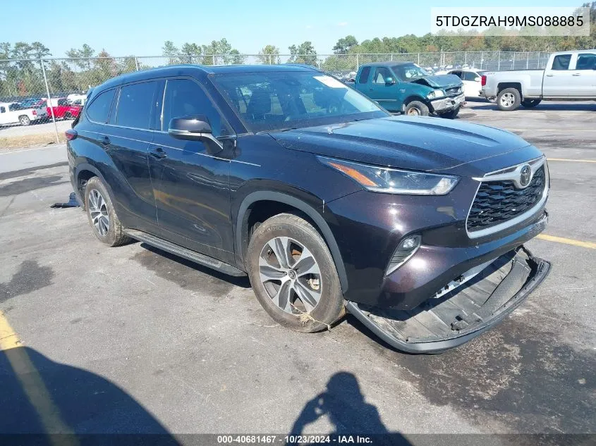 2021 Toyota Highlander Xle VIN: 5TDGZRAH9MS088885 Lot: 40681467