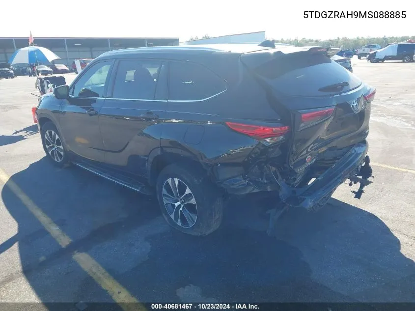 2021 Toyota Highlander Xle VIN: 5TDGZRAH9MS088885 Lot: 40681467