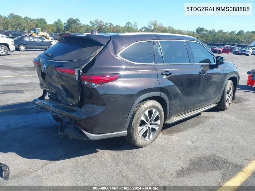 2021 Toyota Highlander Xle VIN: 5TDGZRAH9MS088885 Lot: 40681467