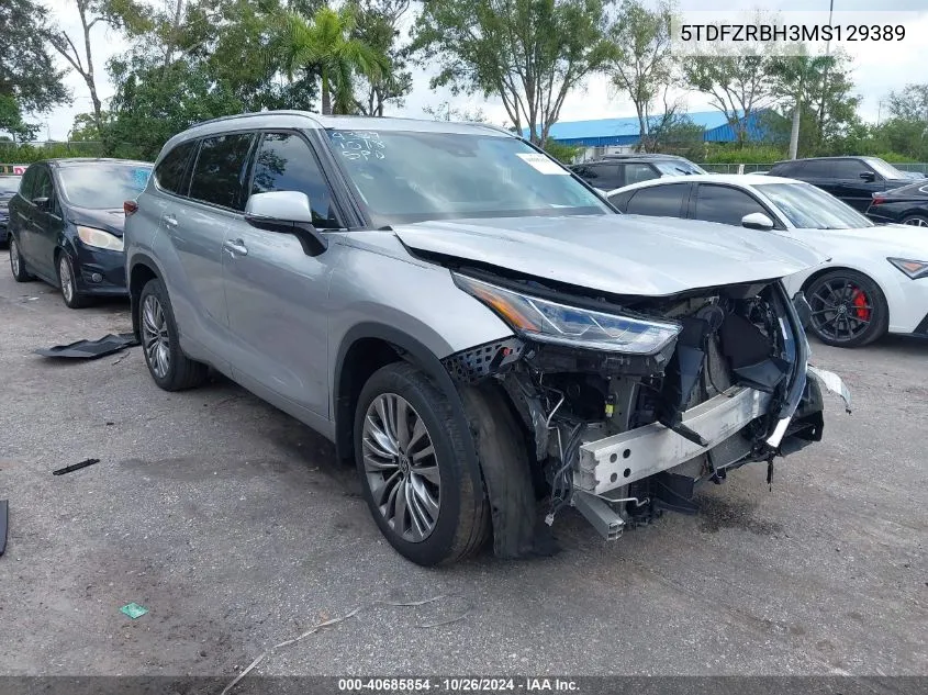 2021 Toyota Highlander Platinum VIN: 5TDFZRBH3MS129389 Lot: 40685854