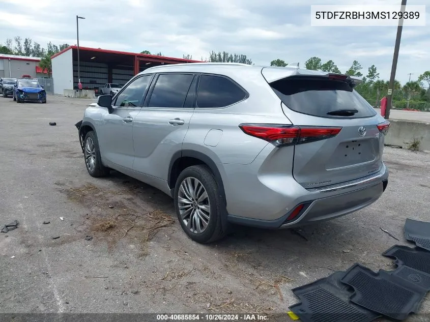 2021 Toyota Highlander Platinum VIN: 5TDFZRBH3MS129389 Lot: 40685854