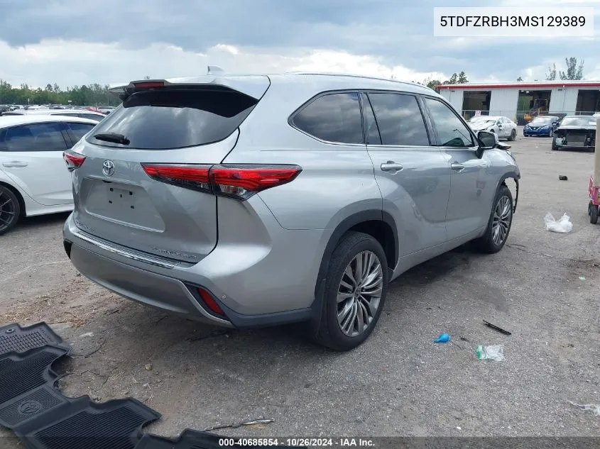 2021 Toyota Highlander Platinum VIN: 5TDFZRBH3MS129389 Lot: 40685854