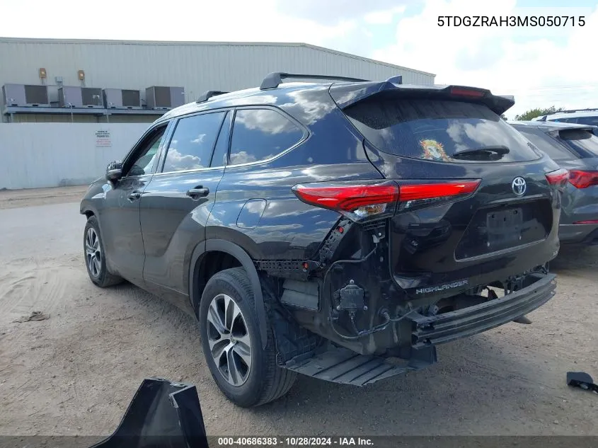 2021 Toyota Highlander Xle VIN: 5TDGZRAH3MS050715 Lot: 40686383