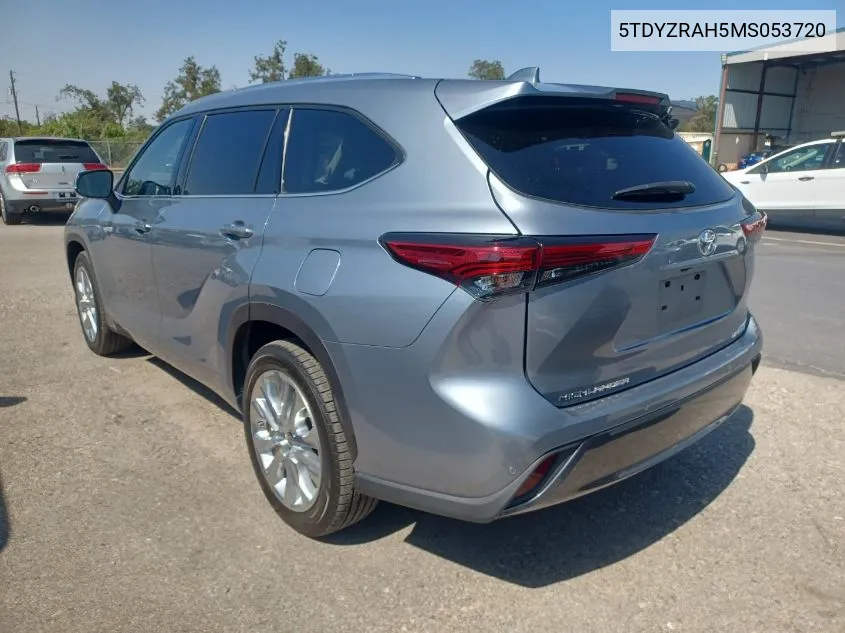 2021 Toyota Highlander Limited/Platinum VIN: 5TDYZRAH5MS053720 Lot: 40725120