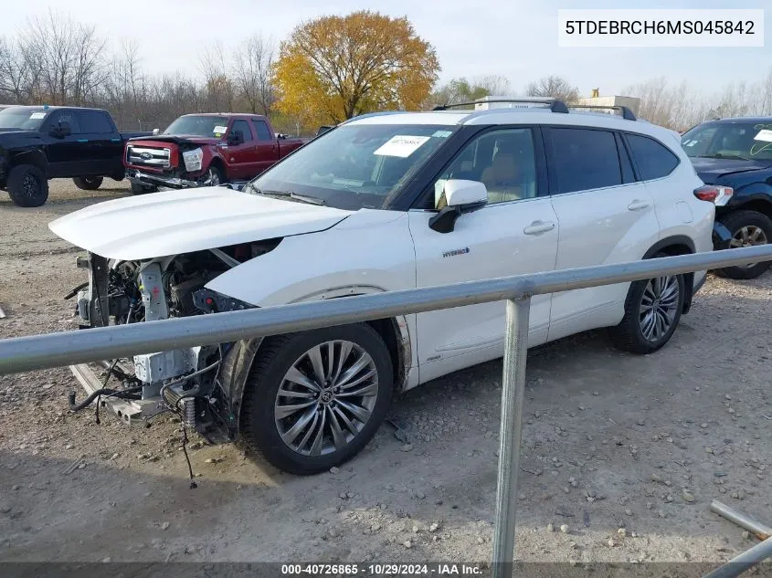 2021 Toyota Highlander Hybrid Platinum VIN: 5TDEBRCH6MS045842 Lot: 40726865