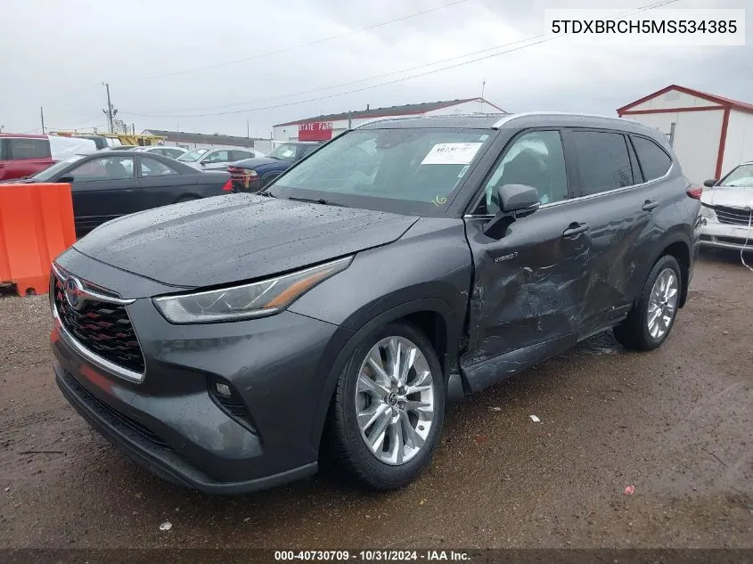 2021 Toyota Highlander Hybrid Limited VIN: 5TDXBRCH5MS534385 Lot: 40730709