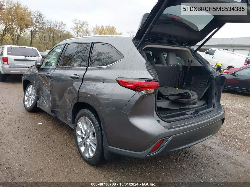 2021 Toyota Highlander Hybrid Limited VIN: 5TDXBRCH5MS534385 Lot: 40730709