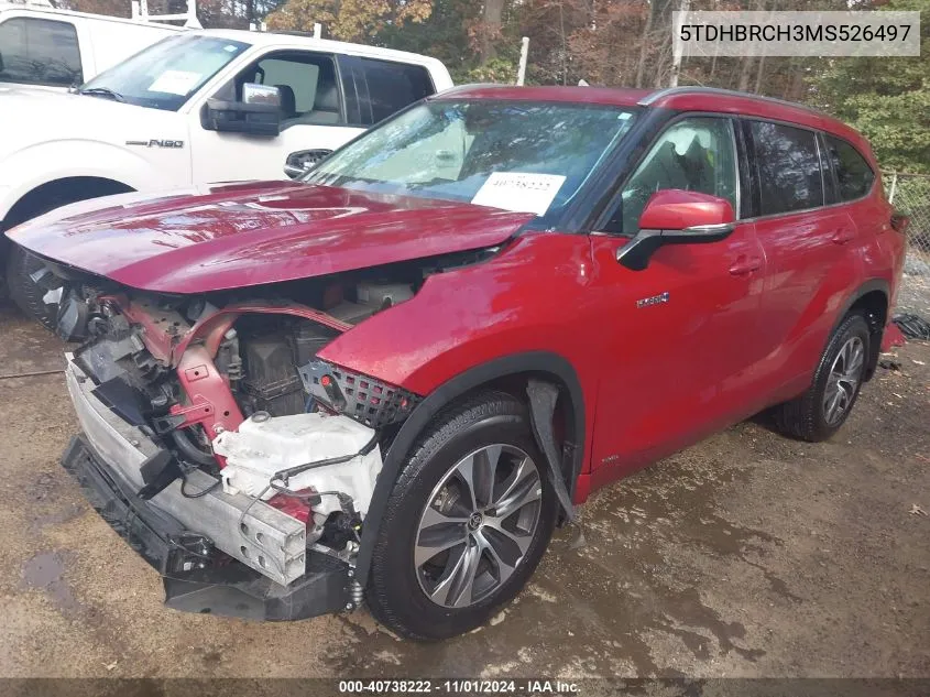 2021 Toyota Highlander Hybrid Xle VIN: 5TDHBRCH3MS526497 Lot: 40738222