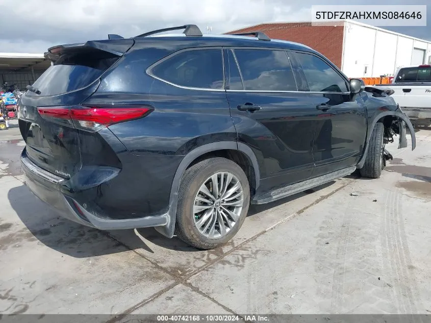 2021 Toyota Highlander Platinum VIN: 5TDFZRAHXMS084646 Lot: 40742168