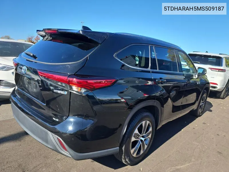 2021 Toyota Highlander Hybrid Xle VIN: 5TDHARAH5MS509187 Lot: 40750158