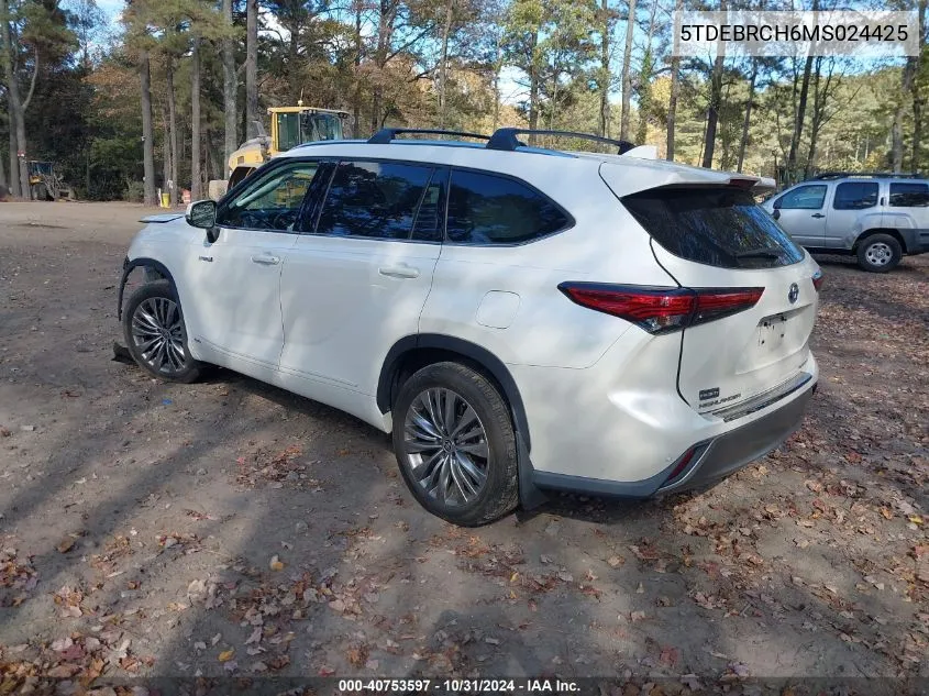 2021 Toyota Highlander Hybrid Platinum VIN: 5TDEBRCH6MS024425 Lot: 40753597