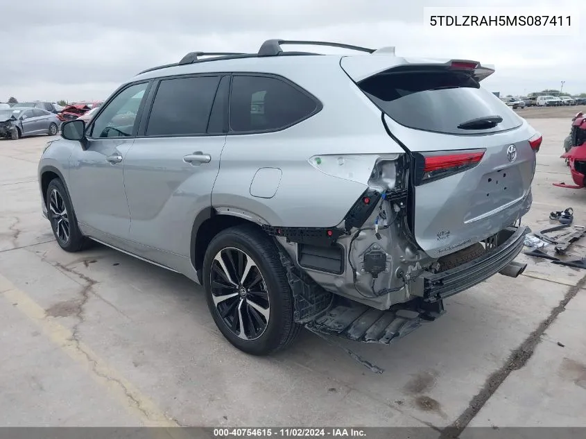 2021 Toyota Highlander Xse VIN: 5TDLZRAH5MS087411 Lot: 40754615