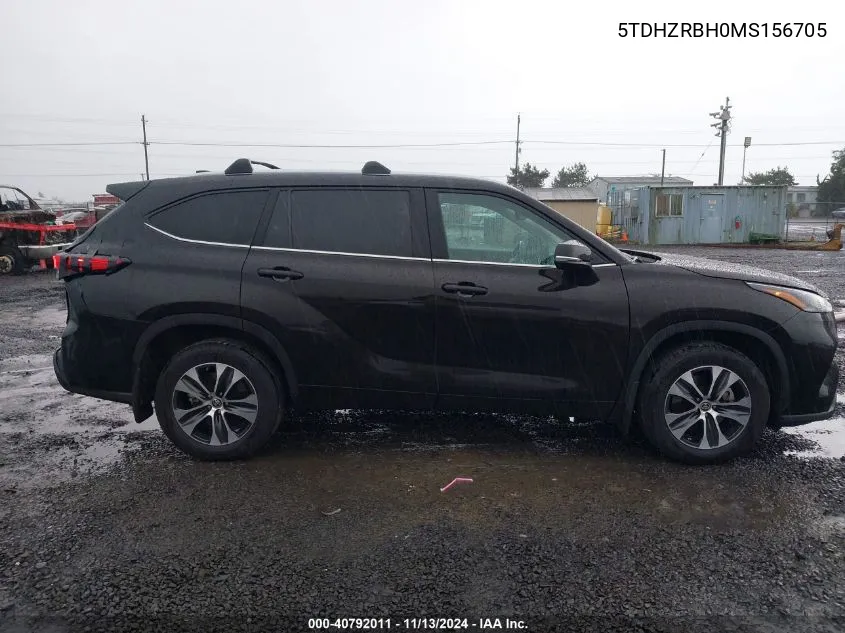 2021 Toyota Highlander Xle VIN: 5TDHZRBH0MS156705 Lot: 40792011