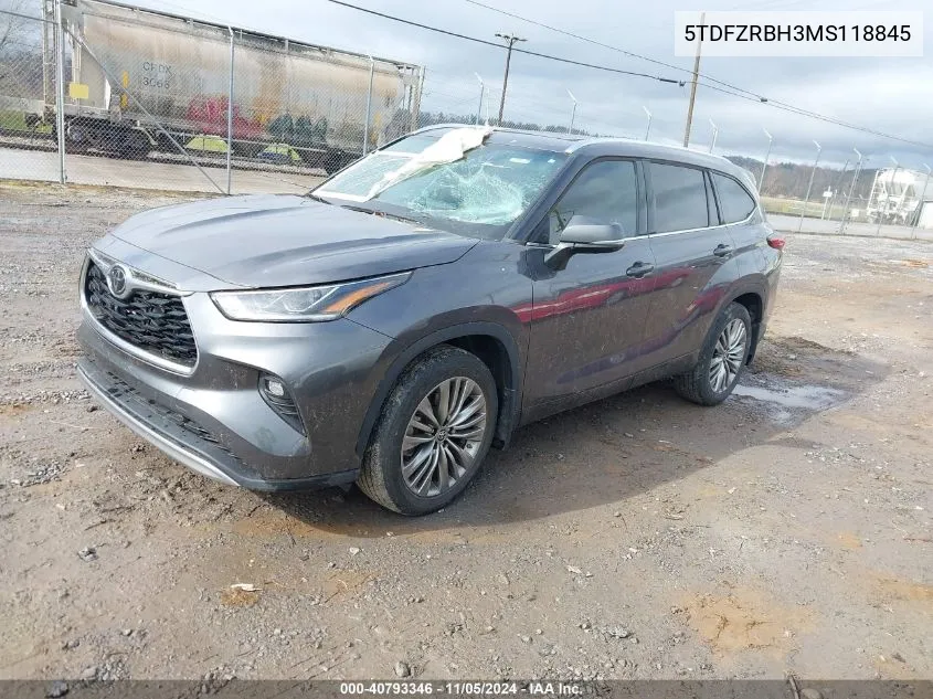 2021 Toyota Highlander Platinum VIN: 5TDFZRBH3MS118845 Lot: 40793346