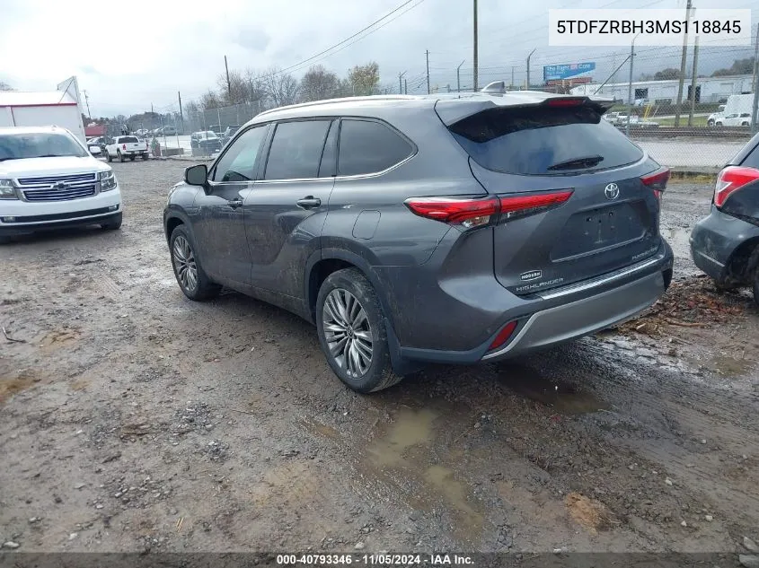 2021 Toyota Highlander Platinum VIN: 5TDFZRBH3MS118845 Lot: 40793346