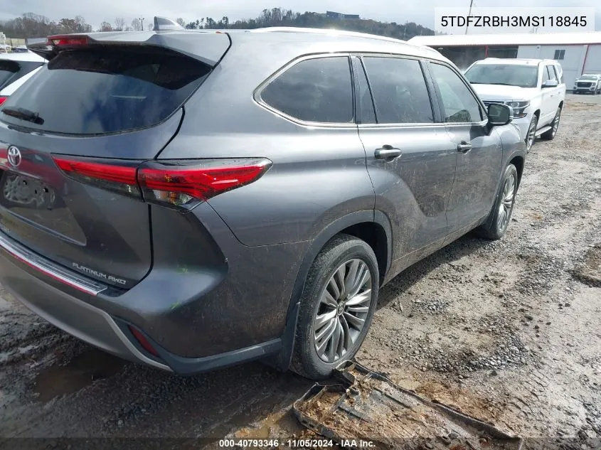 2021 Toyota Highlander Platinum VIN: 5TDFZRBH3MS118845 Lot: 40793346