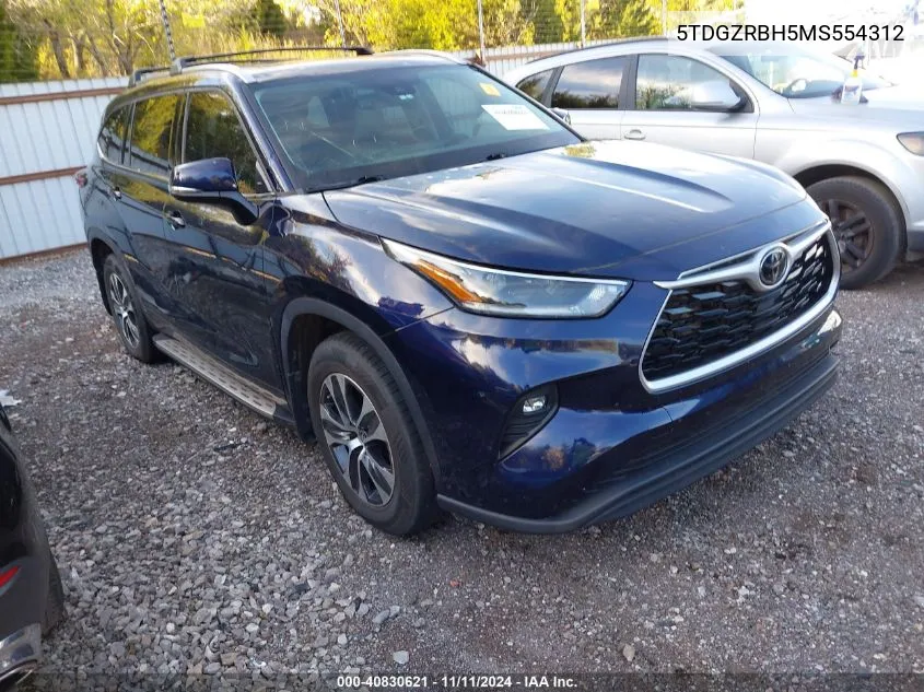 2021 Toyota Highlander Xle VIN: 5TDGZRBH5MS554312 Lot: 40830621