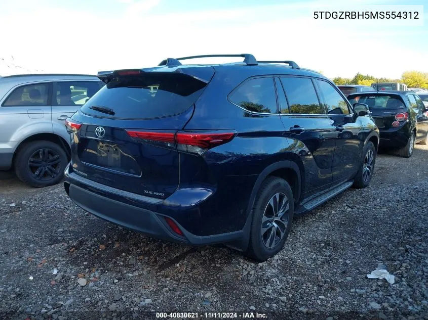 2021 Toyota Highlander Xle VIN: 5TDGZRBH5MS554312 Lot: 40830621