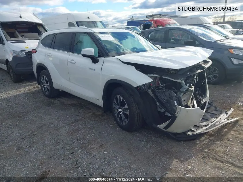 5TDGBRCH5MS059434 2021 Toyota Highlander Hybrid Xle