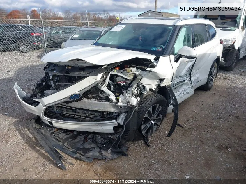 5TDGBRCH5MS059434 2021 Toyota Highlander Hybrid Xle