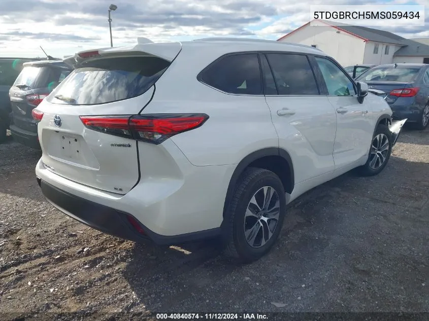 5TDGBRCH5MS059434 2021 Toyota Highlander Hybrid Xle