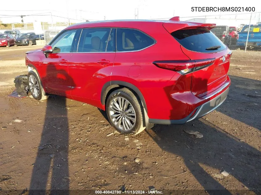 2021 Toyota Highlander Hybrid Platinum VIN: 5TDEBRCH8MS021400 Lot: 40842780