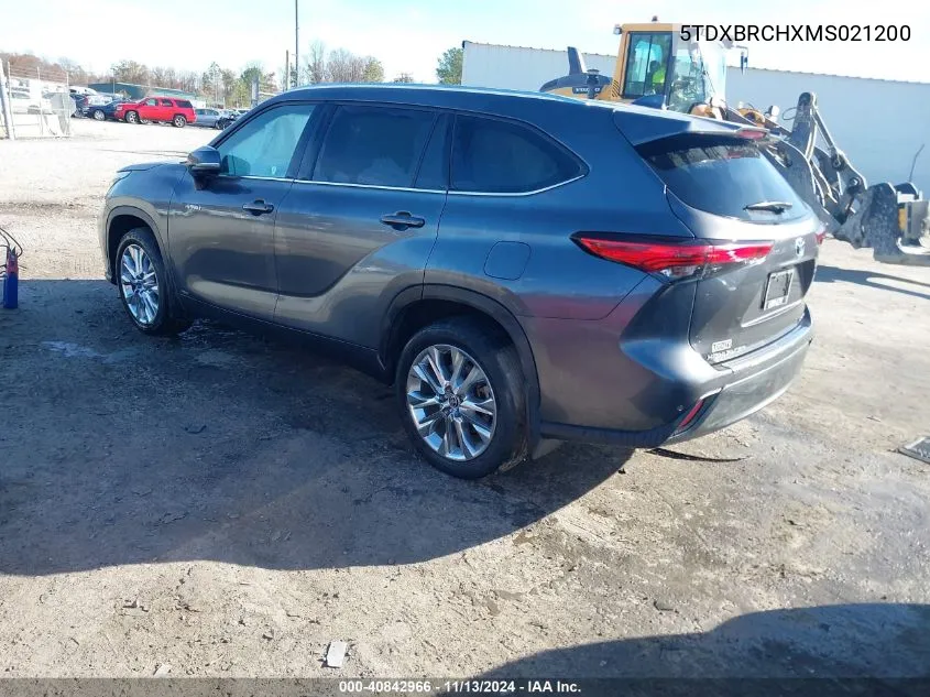 2021 Toyota Highlander Hybrid Limited VIN: 5TDXBRCHXMS021200 Lot: 40842966