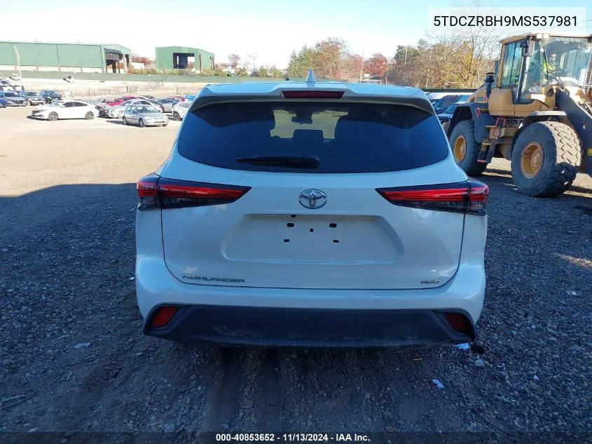 2021 Toyota Highlander L VIN: 5TDCZRBH9MS537981 Lot: 40853652