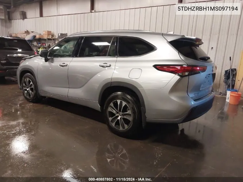 2021 Toyota Highlander Xle VIN: 5TDHZRBH1MS097194 Lot: 40857802