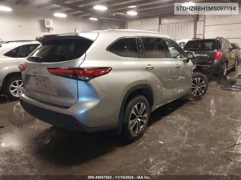 2021 Toyota Highlander Xle VIN: 5TDHZRBH1MS097194 Lot: 40857802