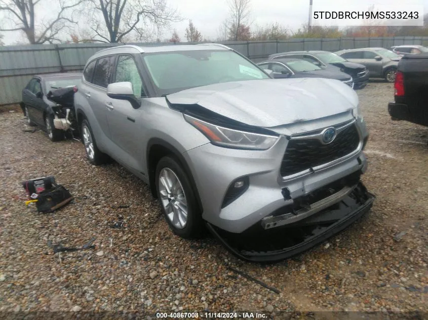 2021 Toyota Highlander Hybrid Limited VIN: 5TDDBRCH9MS533243 Lot: 40867008