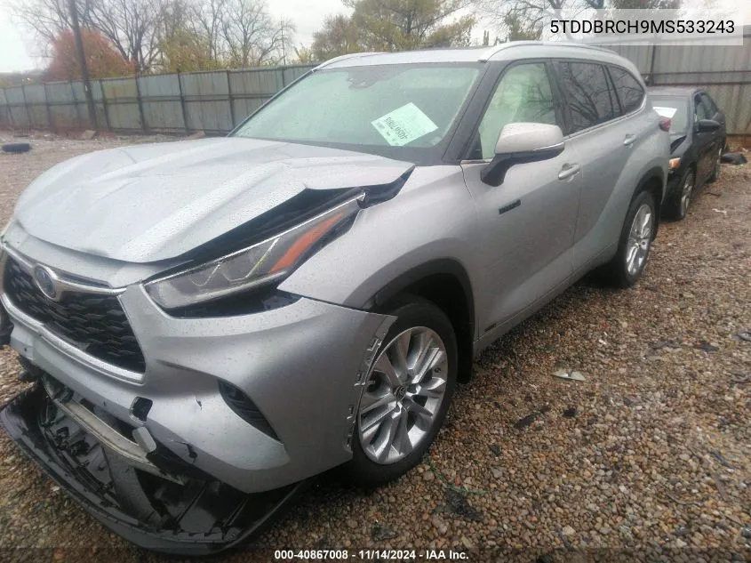 2021 Toyota Highlander Hybrid Limited VIN: 5TDDBRCH9MS533243 Lot: 40867008