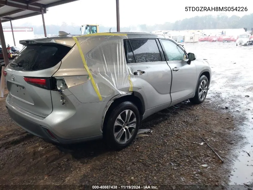 2021 Toyota Highlander Xle VIN: 5TDGZRAH8MS054226 Lot: 40887438