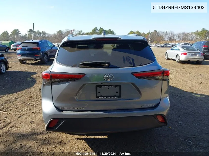 2021 Toyota Highlander Xle VIN: 5TDGZRBH7MS133403 Lot: 40917491