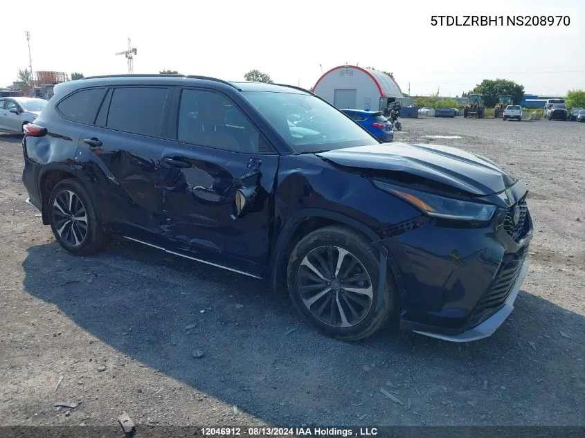 2022 Toyota Highlander Xse VIN: 5TDLZRBH1NS208970 Lot: 12046912