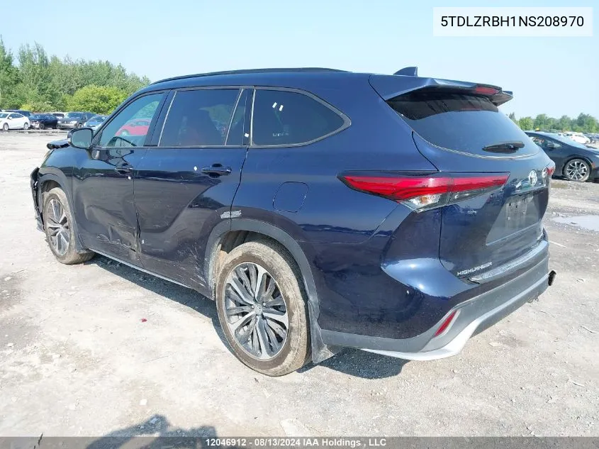 2022 Toyota Highlander Xse VIN: 5TDLZRBH1NS208970 Lot: 12046912