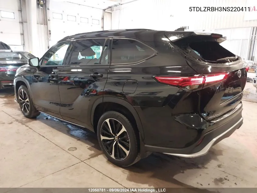 2022 Toyota Highlander Xse VIN: 5TDLZRBH3NS220411 Lot: 12050781