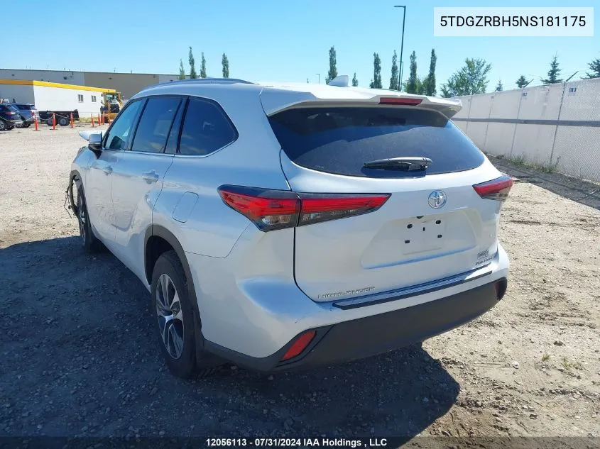 2022 Toyota Highlander VIN: 5TDGZRBH5NS181175 Lot: 12056113