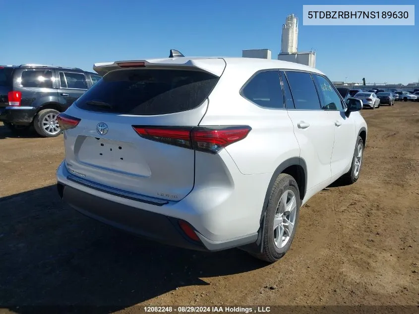 5TDBZRBH7NS189630 2022 Toyota Highlander L/Le