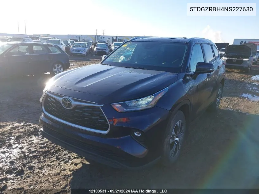 2022 Toyota Highlander Xle VIN: 5TDGZRBH4NS227630 Lot: 12103531