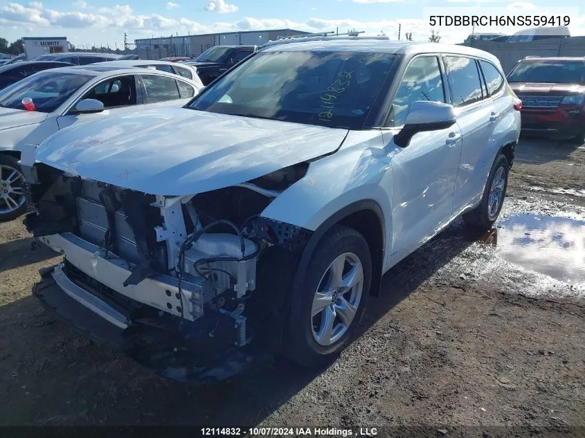 5TDBBRCH6NS559419 2022 Toyota Highlander