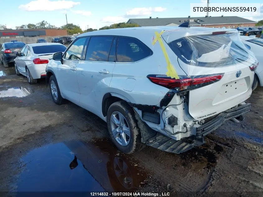 5TDBBRCH6NS559419 2022 Toyota Highlander