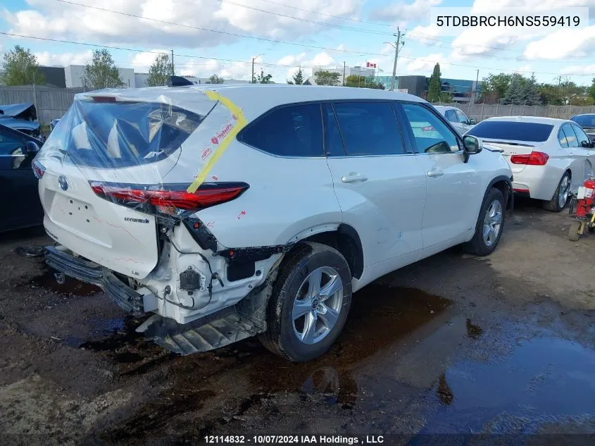 5TDBBRCH6NS559419 2022 Toyota Highlander