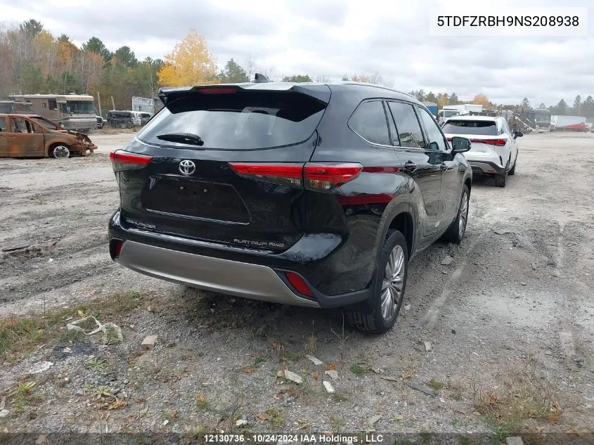 2022 Toyota Highlander Limited VIN: 5TDFZRBH9NS208938 Lot: 12130736